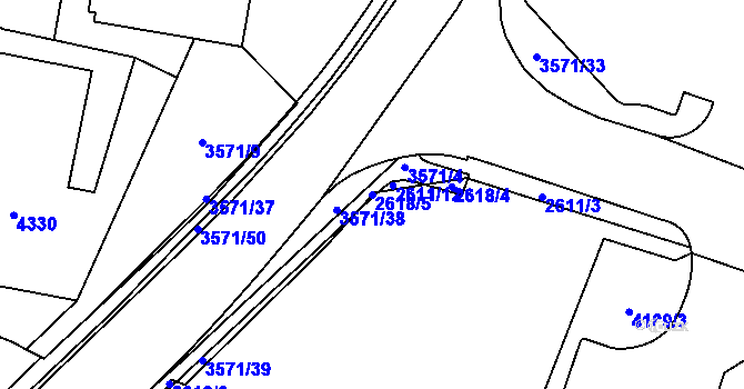 Parcela st. 2618/5 v KÚ Dvůr Králové nad Labem, Katastrální mapa