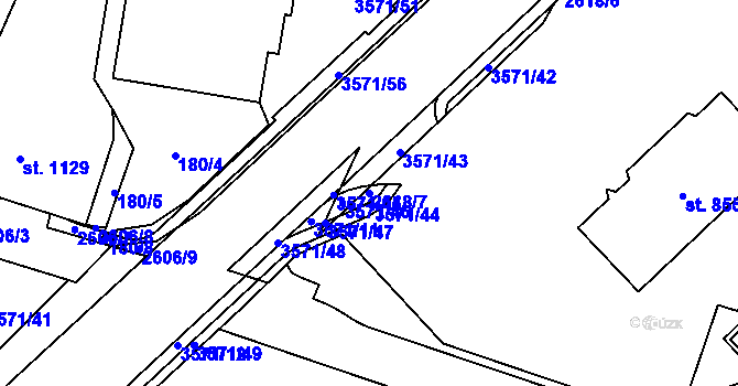 Parcela st. 2618/7 v KÚ Dvůr Králové nad Labem, Katastrální mapa