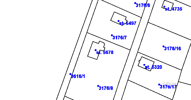 Parcela st. 5678 v KÚ Dvůr Králové nad Labem, Katastrální mapa
