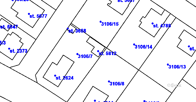 Parcela st. 5812 v KÚ Dvůr Králové nad Labem, Katastrální mapa