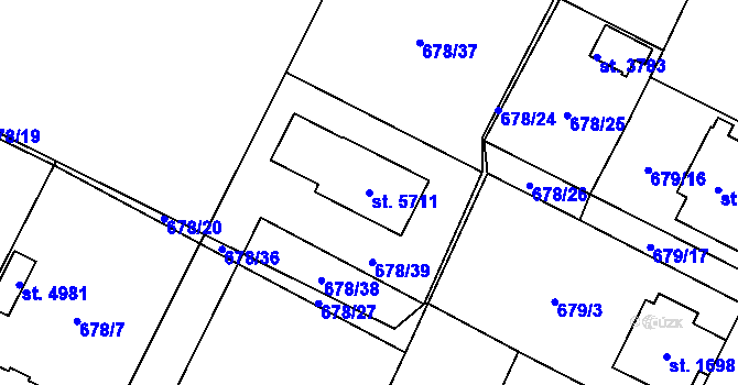 Parcela st. 5711 v KÚ Dvůr Králové nad Labem, Katastrální mapa