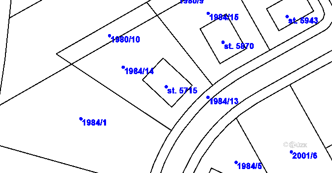 Parcela st. 5715 v KÚ Dvůr Králové nad Labem, Katastrální mapa