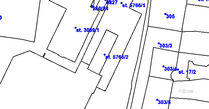 Parcela st. 5766/2 v KÚ Dvůr Králové nad Labem, Katastrální mapa