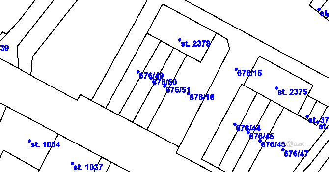 Parcela st. 676/51 v KÚ Dvůr Králové nad Labem, Katastrální mapa