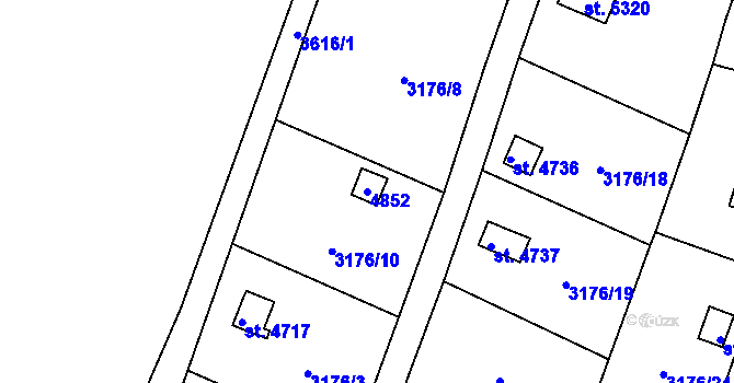 Parcela st. 4852 v KÚ Dvůr Králové nad Labem, Katastrální mapa