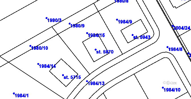 Parcela st. 5870 v KÚ Dvůr Králové nad Labem, Katastrální mapa