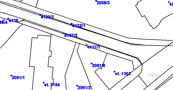 Parcela st. 4137/1 v KÚ Dvůr Králové nad Labem, Katastrální mapa