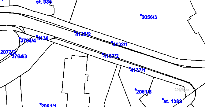 Parcela st. 4137/2 v KÚ Dvůr Králové nad Labem, Katastrální mapa