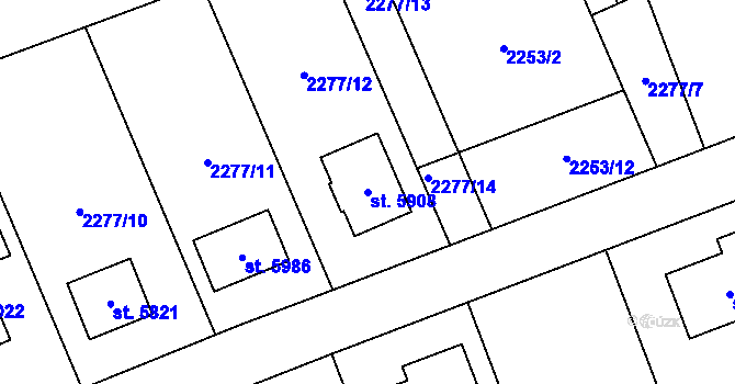 Parcela st. 5908 v KÚ Dvůr Králové nad Labem, Katastrální mapa