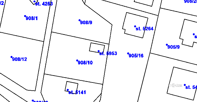 Parcela st. 5953 v KÚ Dvůr Králové nad Labem, Katastrální mapa