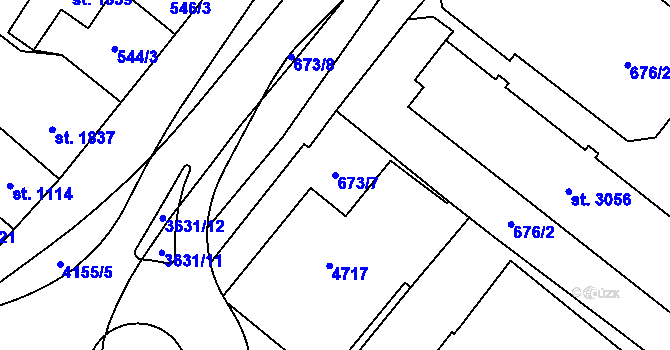 Parcela st. 673/7 v KÚ Dvůr Králové nad Labem, Katastrální mapa