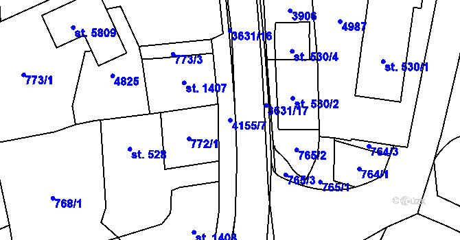 Parcela st. 4155/7 v KÚ Dvůr Králové nad Labem, Katastrální mapa