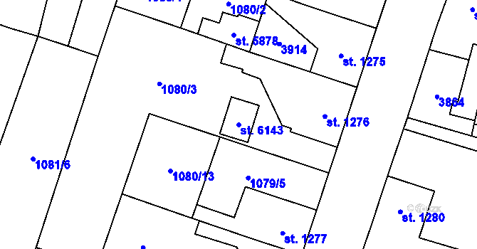 Parcela st. 6143 v KÚ Dvůr Králové nad Labem, Katastrální mapa