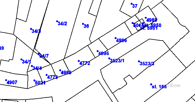Parcela st. 4995 v KÚ Dvůr Králové nad Labem, Katastrální mapa