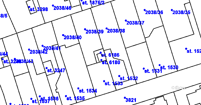 Parcela st. 6186 v KÚ Dvůr Králové nad Labem, Katastrální mapa