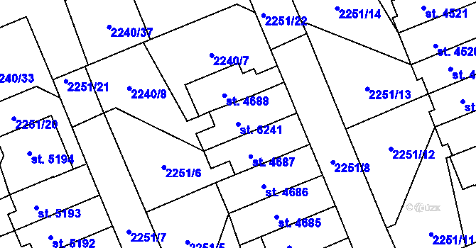Parcela st. 6241 v KÚ Dvůr Králové nad Labem, Katastrální mapa