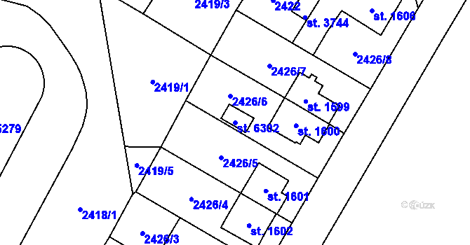 Parcela st. 6302 v KÚ Dvůr Králové nad Labem, Katastrální mapa