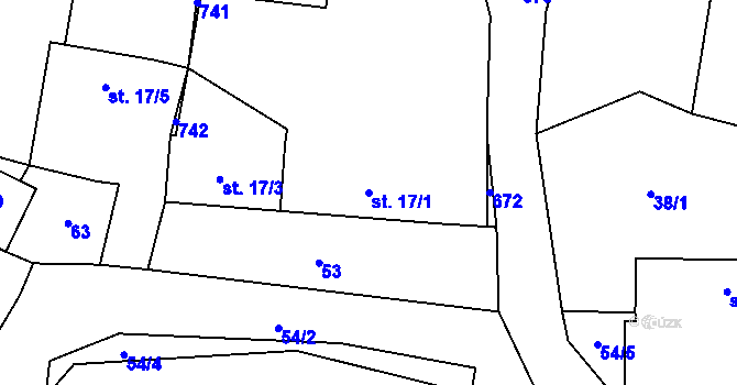 Parcela st. 17/1 v KÚ Zboží u Dvora Králové, Katastrální mapa