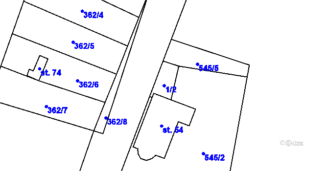 Parcela st. 1/2 v KÚ Zboží u Dvora Králové, Katastrální mapa