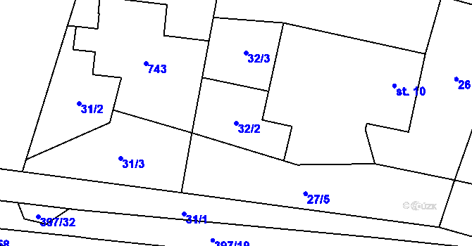 Parcela st. 32/2 v KÚ Zboží u Dvora Králové, Katastrální mapa