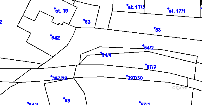 Parcela st. 54/4 v KÚ Zboží u Dvora Králové, Katastrální mapa
