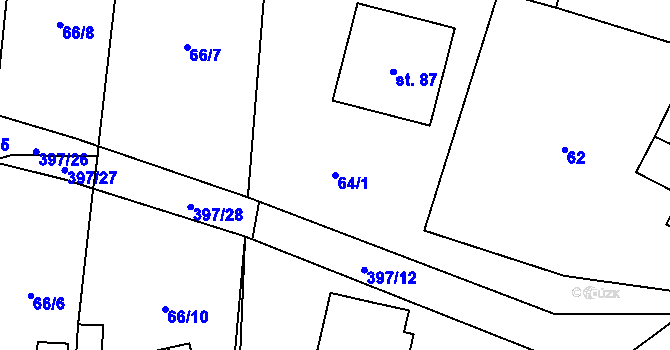 Parcela st. 64/1 v KÚ Zboží u Dvora Králové, Katastrální mapa