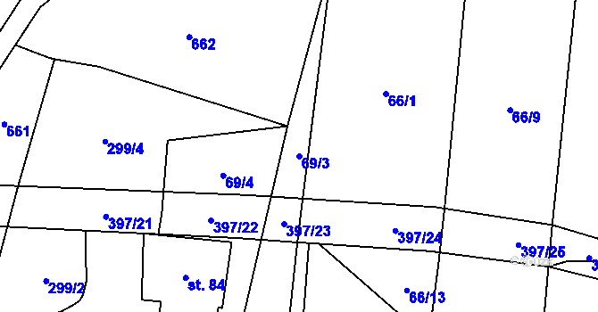 Parcela st. 69/3 v KÚ Zboží u Dvora Králové, Katastrální mapa