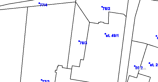 Parcela st. 78/3 v KÚ Zboží u Dvora Králové, Katastrální mapa