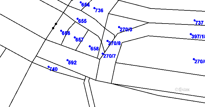 Parcela st. 270/7 v KÚ Zboží u Dvora Králové, Katastrální mapa