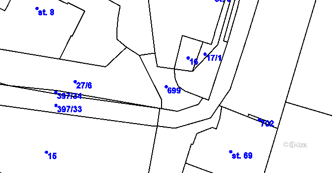 Parcela st. 699 v KÚ Zboží u Dvora Králové, Katastrální mapa