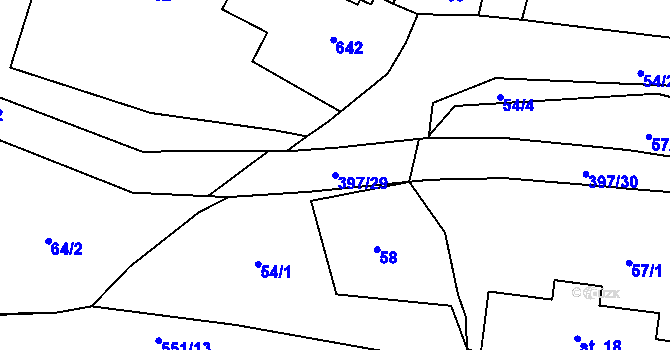 Parcela st. 397/29 v KÚ Zboží u Dvora Králové, Katastrální mapa