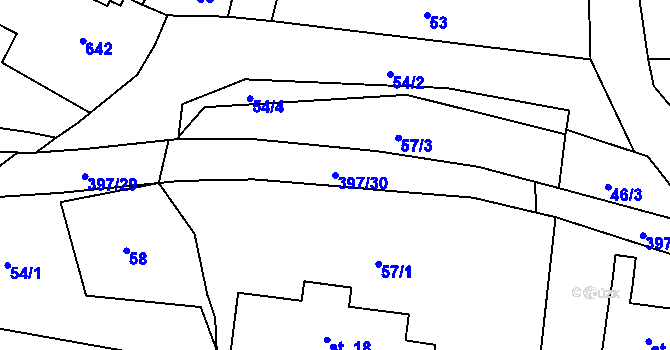 Parcela st. 397/30 v KÚ Zboží u Dvora Králové, Katastrální mapa