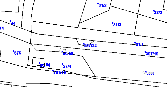 Parcela st. 397/32 v KÚ Zboží u Dvora Králové, Katastrální mapa