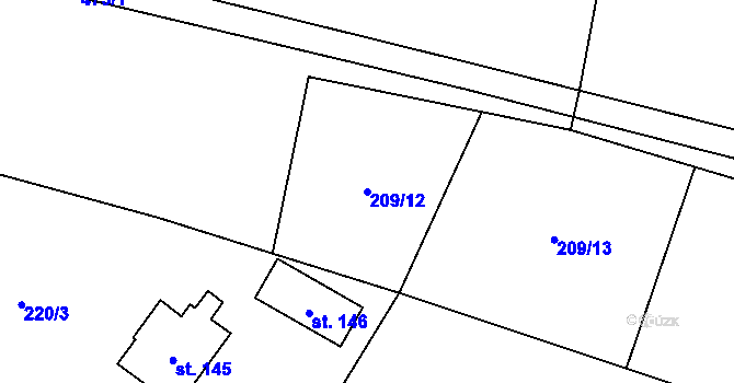 Parcela st. 209/12 v KÚ Žireč Městys, Katastrální mapa