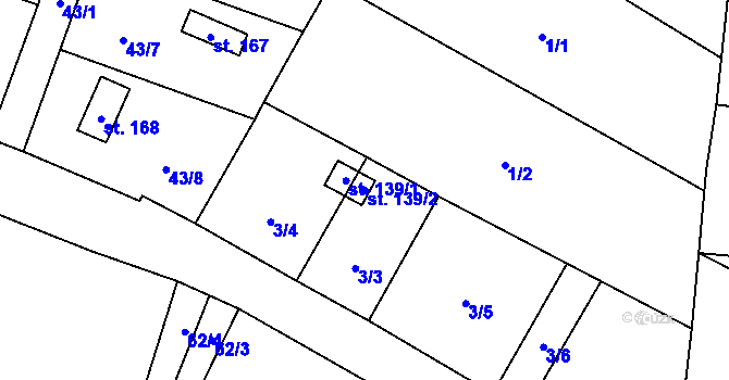 Parcela st. 139/2 v KÚ Žirecká Podstráň, Katastrální mapa