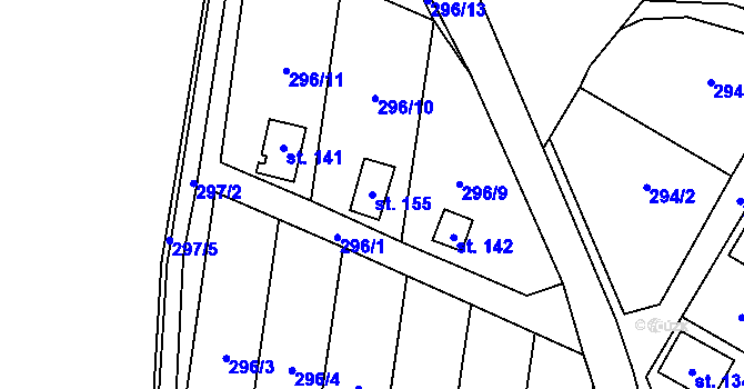 Parcela st. 155 v KÚ Žirecká Podstráň, Katastrální mapa