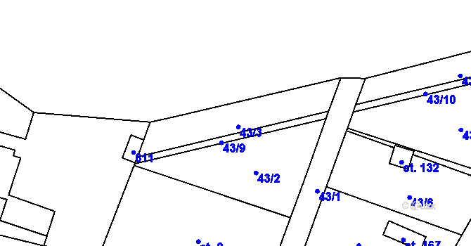 Parcela st. 43/3 v KÚ Žirecká Podstráň, Katastrální mapa