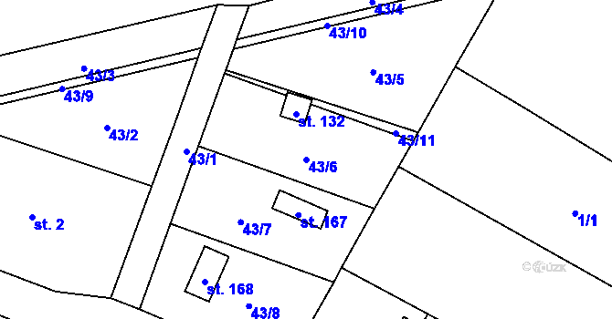 Parcela st. 43/6 v KÚ Žirecká Podstráň, Katastrální mapa