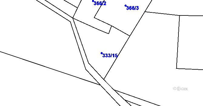 Parcela st. 333/15 v KÚ Žirecká Podstráň, Katastrální mapa