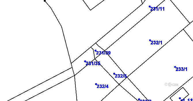 Parcela st. 231/39 v KÚ Žirecká Podstráň, Katastrální mapa