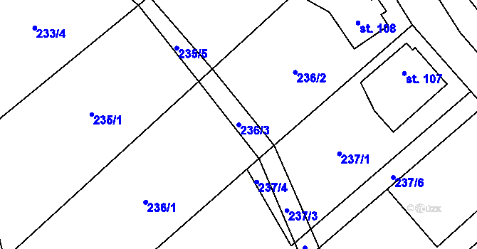 Parcela st. 236/3 v KÚ Žirecká Podstráň, Katastrální mapa
