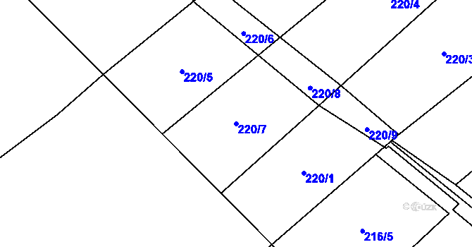 Parcela st. 220/7 v KÚ Žirecká Podstráň, Katastrální mapa