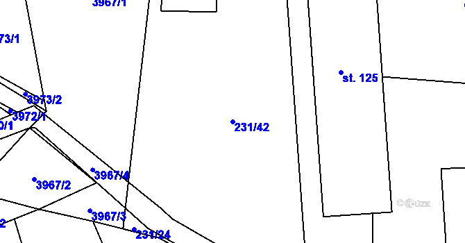 Parcela st. 231/42 v KÚ Žirecká Podstráň, Katastrální mapa