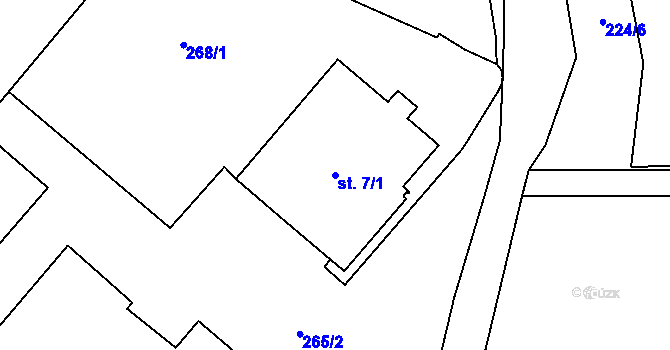 Parcela st. 7/1 v KÚ Sylvárov, Katastrální mapa
