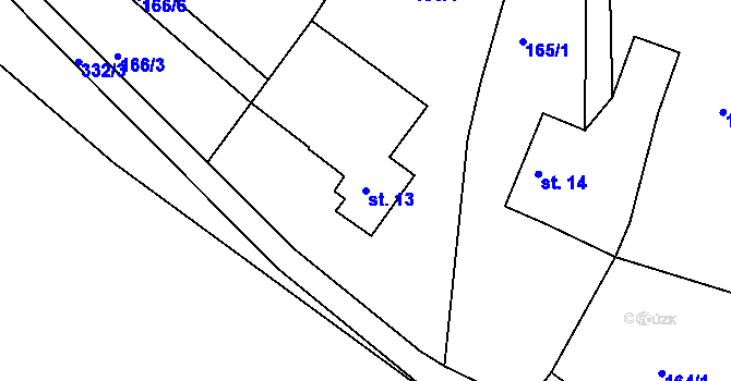 Parcela st. 13 v KÚ Sylvárov, Katastrální mapa