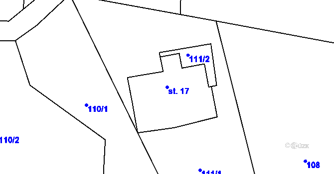 Parcela st. 17 v KÚ Sylvárov, Katastrální mapa