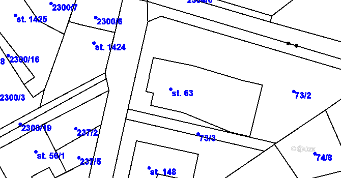 Parcela st. 63 v KÚ Sylvárov, Katastrální mapa