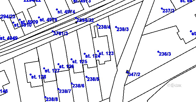 Parcela st. 123 v KÚ Sylvárov, Katastrální mapa