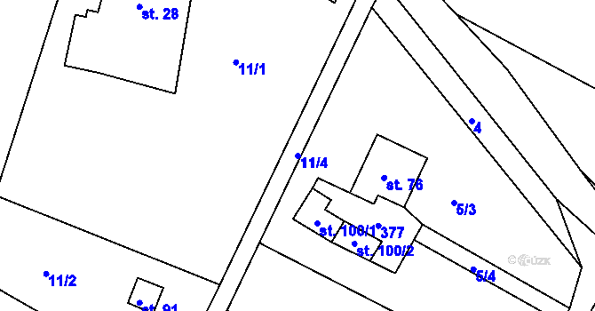 Parcela st. 11/4 v KÚ Sylvárov, Katastrální mapa