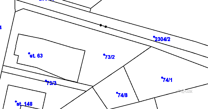 Parcela st. 73/2 v KÚ Sylvárov, Katastrální mapa